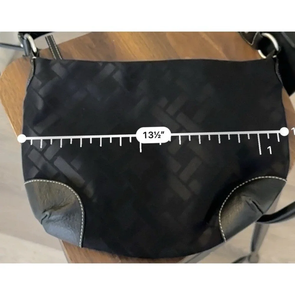 Vintage Talbots Women Handbag Purse 90s Y2K Printed Nylon Leather Trim Hobo
